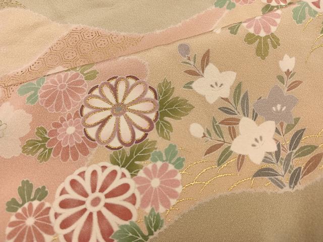 平和屋着物●訪問着 作家物 駒刺繍 草花文 金彩 正絹 逸品 未使用 AABL8887ph