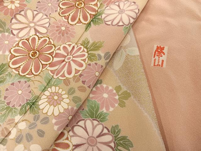 平和屋着物●訪問着 作家物 駒刺繍 草花文 金彩 正絹 逸品 未使用 AABL8887ph