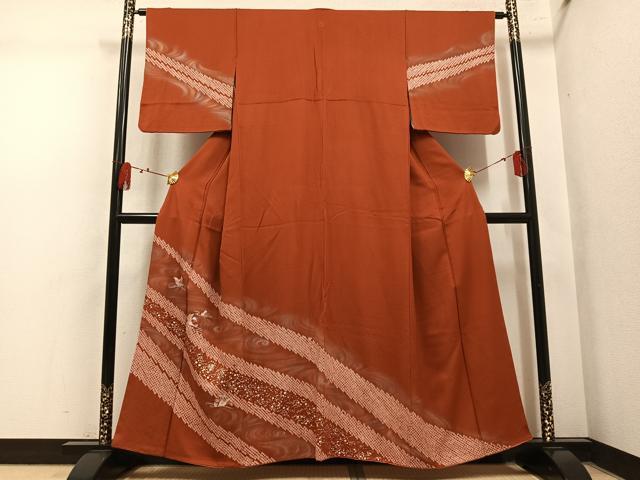 平和屋着物●訪問着 絞り 刺繍 鴛鴦文 暈し染め 正絹 逸品 AABL8888ph