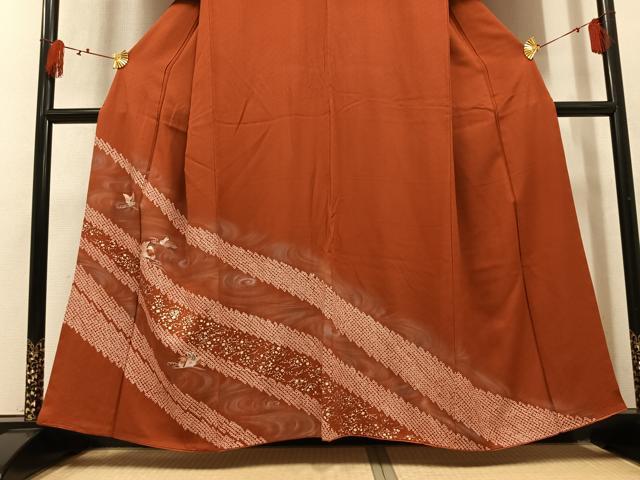 平和屋着物●訪問着 絞り 刺繍 鴛鴦文 暈し染め 正絹 逸品 AABL8888ph