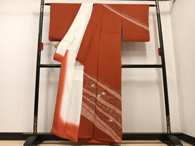 平和屋着物●訪問着 絞り 刺繍 鴛鴦文 暈し染め 正絹 逸品 AABL8888ph