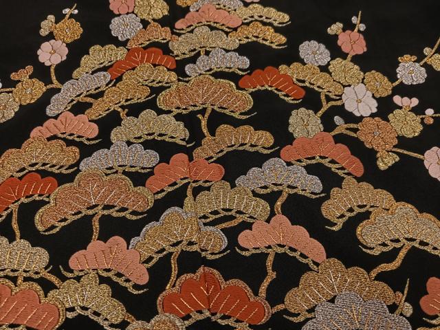 平和屋着物●豪華黒留袖 総刺繍 浜松梅文 金銀糸 正絹 逸品 未使用 AABL8889ph