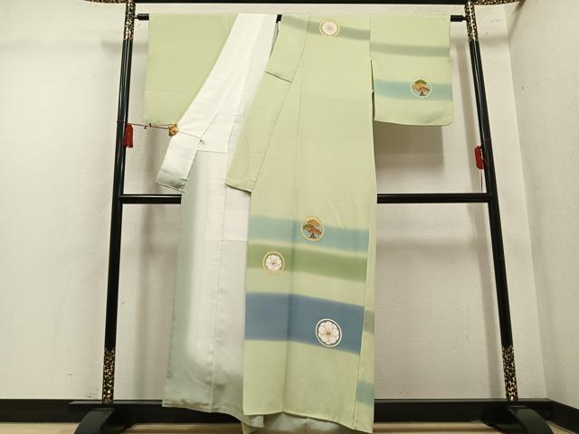 平和屋着物●訪問着 駒刺繍 草花丸文 暈し染め 金彩 正絹 逸品 AABL8896ph