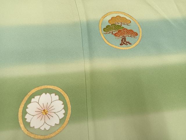 平和屋着物●訪問着 駒刺繍 草花丸文 暈し染め 金彩 正絹 逸品 AABL8896ph