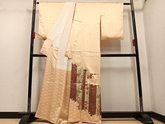 平和屋着物●豪華色留袖 刺繍 草花文 金彩 正絹 逸品 AABL8897ph
