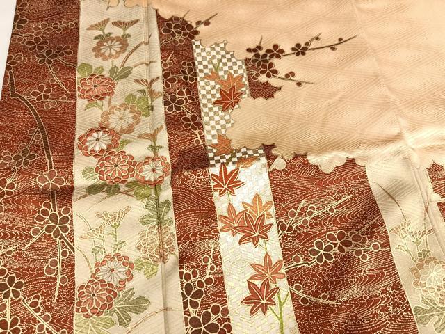 平和屋着物●豪華色留袖 刺繍 草花文 金彩 正絹 逸品 AABL8897ph