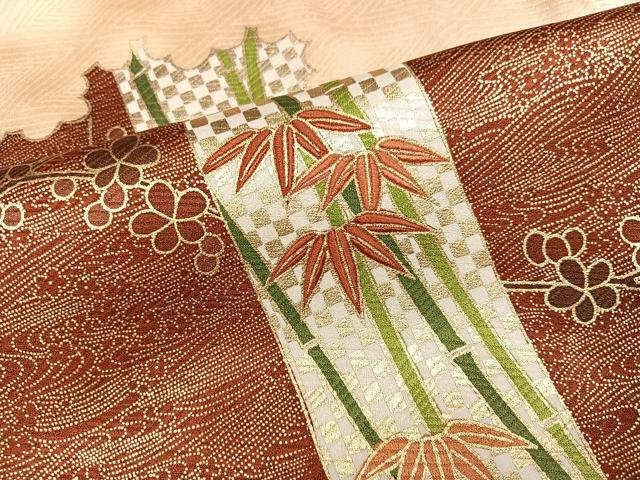平和屋着物●豪華色留袖 刺繍 草花文 金彩 正絹 逸品 AABL8897ph