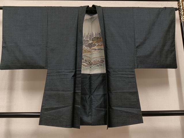 平和屋着物●男性 本場大島紬 アンサンブル 80亀甲 総詰め 松坂屋扱い 証紙付き 正絹 逸品 AABL8905ph