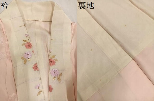 平和屋着物●振袖用長襦袢 袷 青海波地紋 半衿刺繍 正絹 逸品 AABL8906ph