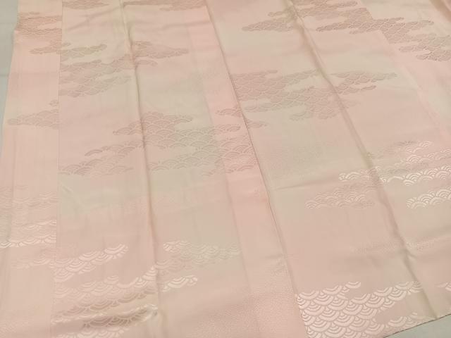 平和屋着物●振袖用長襦袢 袷 青海波地紋 半衿刺繍 正絹 逸品 AABL8906ph