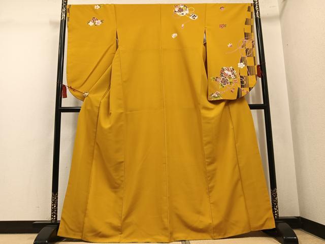 平和屋着物●小振袖 二尺袖 兎花文 洗える着物 AABL8916ph