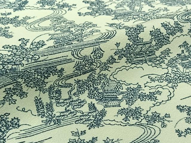 平和屋着物▽上質な小紋 単衣 風景花文 正絹 逸品 AABL8930jh