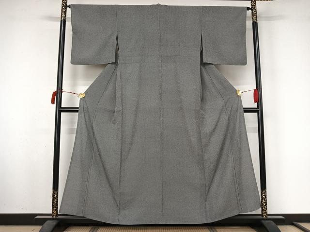 平和屋着物▽江戸小紋 単衣 万筋 暗黒色×白色 洗える着物 AABL8934jh