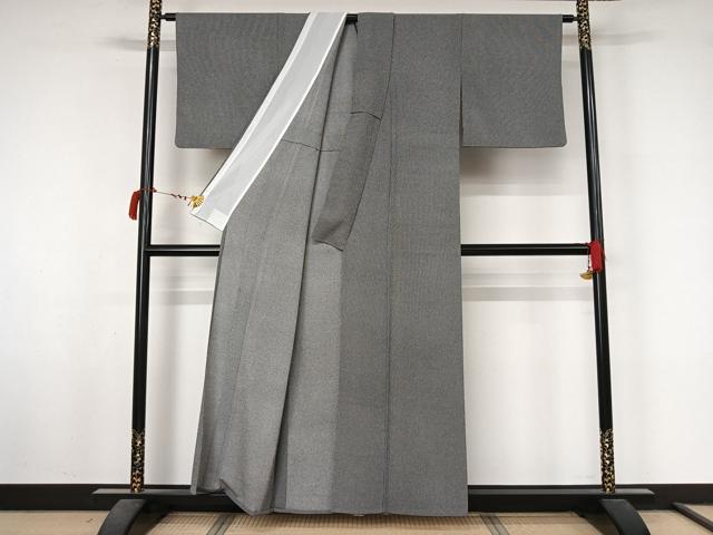 平和屋着物▽江戸小紋 単衣 万筋 暗黒色×白色 洗える着物 AABL8934jh