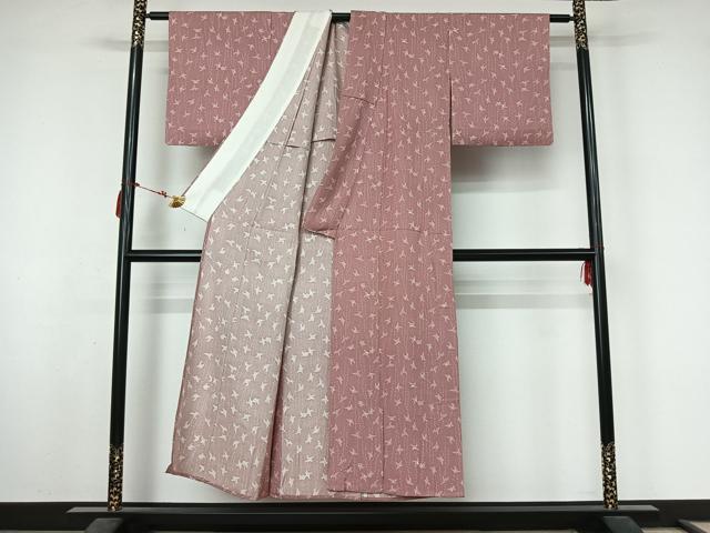 平和屋着物▽お召 単衣 飛鳥文 正絹 逸品 AABL8938jh