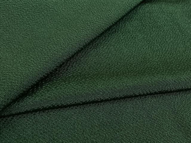 平和屋着物▽上質な色無地 単衣 千歳緑色 鬼しぼ縮緬 正絹 逸品 AABL8946jh