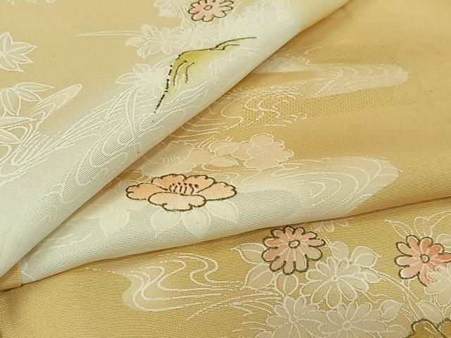 平和屋着物▽上質な小紋 単衣 風景花文 暈し染め 金彩 正絹 逸品 AABL8947jh