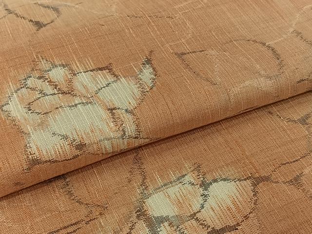 平和屋着物▽上質な紬 単衣 草花文 正絹 逸品 AABL8955jh