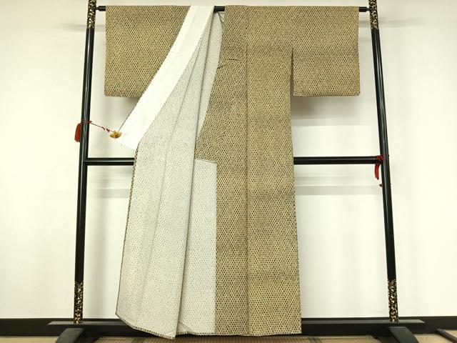 平和屋着物▽上質な小紋 単衣 網目文 正絹 逸品 AABL8958jh