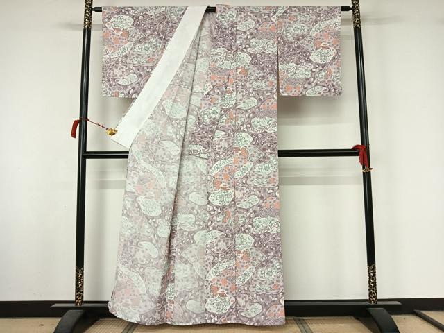 平和屋着物▽小紋 単衣 辻が花 暈し染め 洗える着物 AABL8961jh