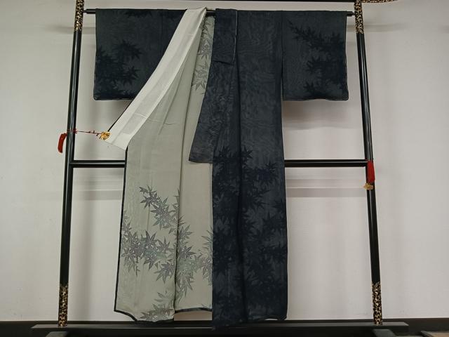 平和屋着物▽訪問着 無双 紗袷 紗×紗 楓文 正絹 逸品 未使用 AABL8975jh