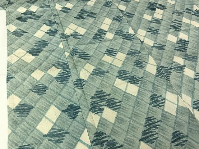 平和屋着物▽上質な小紋 単衣 幾何学文様 正絹 逸品 AABL8983jh