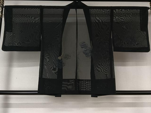 平和屋着物▽羽織 スリーシーズン 春夏秋 塵除け 舞花文 黒地 正絹 逸品 AABL8986jh