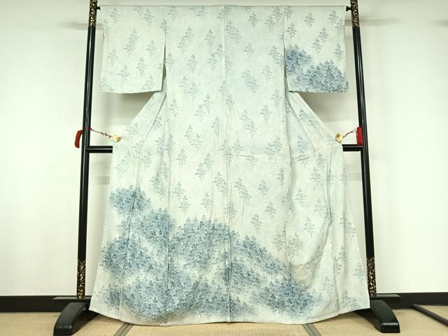 平和屋着物▽訪問着 単衣 樹林文 正絹 逸品 AABL9007jh