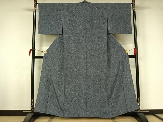 平和屋着物▽上質な小紋 単衣 草花文 正絹 逸品 AABL9010jh