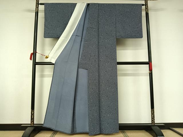 平和屋着物▽上質な小紋 単衣 草花文 正絹 逸品 AABL9010jh