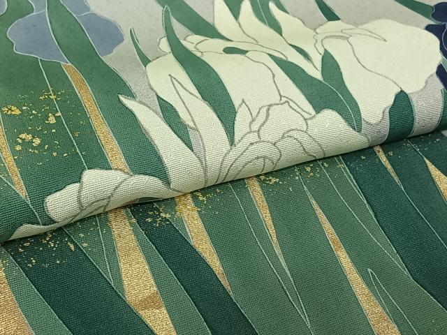 平和屋着物▽訪問着 単衣 燕子花 金彩 正絹 逸品 AABL9016jh