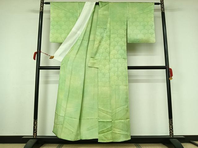 平和屋着物▽上質な小紋 単衣 菊 暈し染め 正絹 逸品 AABL9017jh