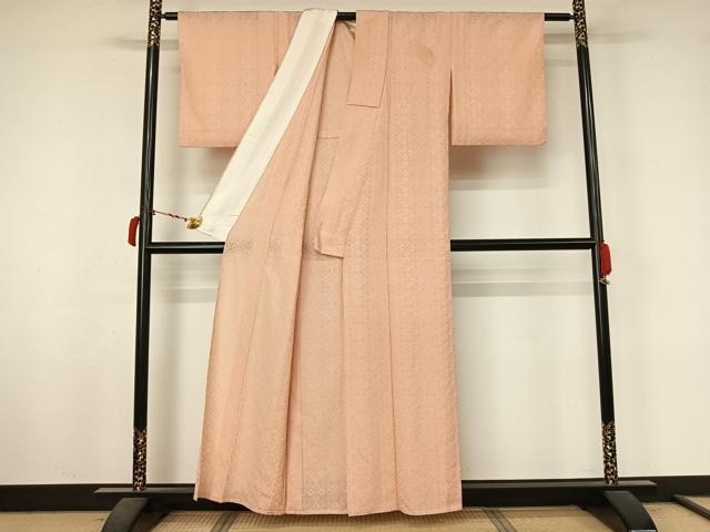 平和屋着物▽上質な色無地 単衣 総レース 花菱地紋 虹色 正絹 逸品 AABL9021jh