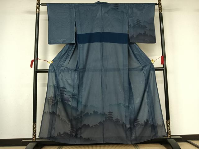 平和屋着物▽訪問着 無双 紗袷 紗×絽 風景文 金彩 さが美扱い 正絹 逸品 AABL9023jh