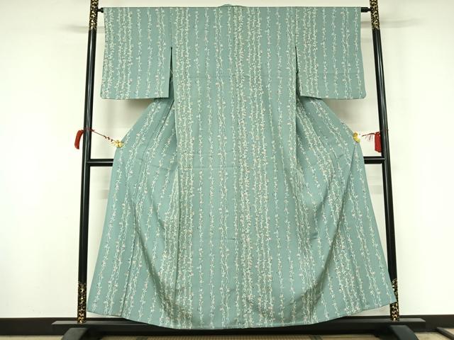 平和屋着物▽上質な小紋 単衣 唐草文 正絹 逸品 AABL9042jh