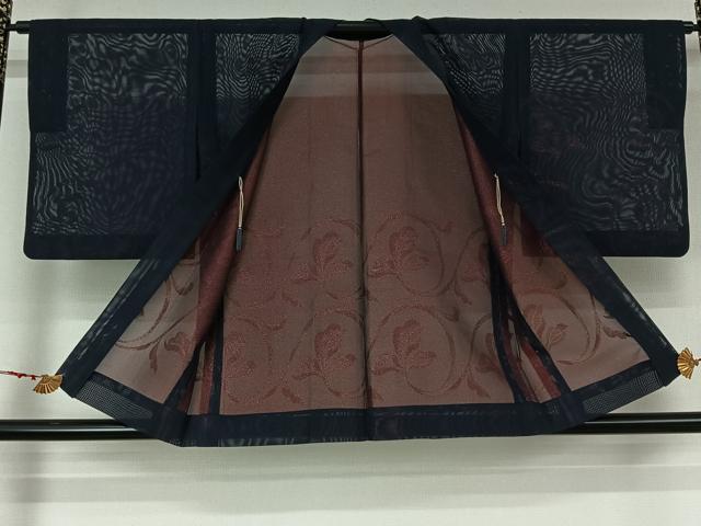 平和屋着物▽羽織 スリーシーズン 春夏秋 塵除け 唐草文 銀通し地 正絹 逸品 AABL9058jh