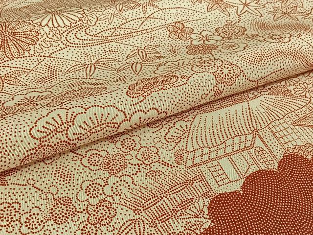 平和屋着物▽上質な小紋 単衣 風景松竹梅文 正絹 逸品 AABL9066jh