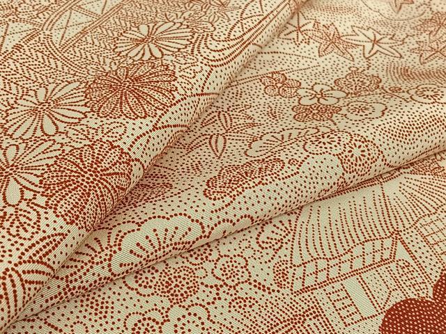 平和屋着物▽上質な小紋 単衣 風景松竹梅文 正絹 逸品 AABL9066jh