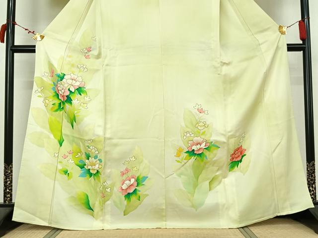 平和屋着物▽訪問着 単衣 草花文 暈し染め 金彩 正絹 逸品 AABL9094jh
