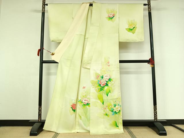 平和屋着物▽訪問着 単衣 草花文 暈し染め 金彩 正絹 逸品 AABL9094jh