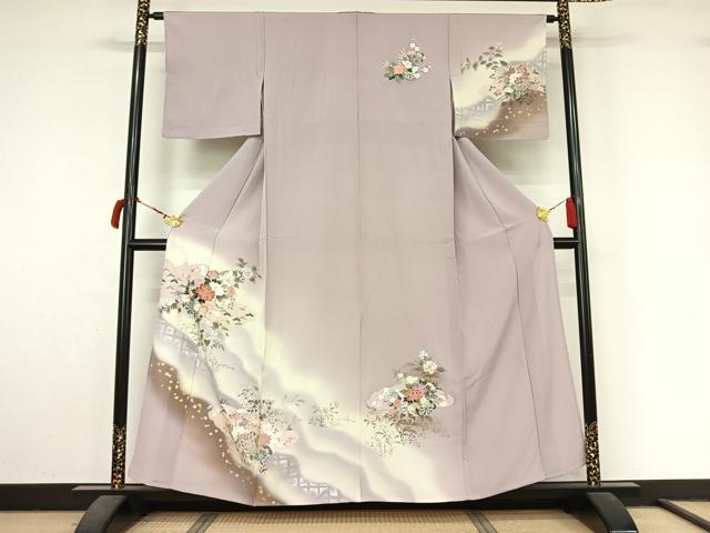 平和屋着物▽訪問着 単衣 花車文 暈し染め 金彩 正絹 逸品 AABL9095jh