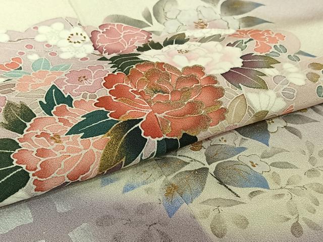 平和屋着物▽訪問着 単衣 花車文 暈し染め 金彩 正絹 逸品 AABL9095jh