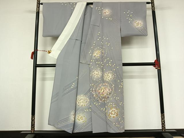 平和屋着物▽本加賀友禅作家 岡崎重雄 訪問着 単衣 草花文 暈し染め 正絹 逸品 AABL9099jh