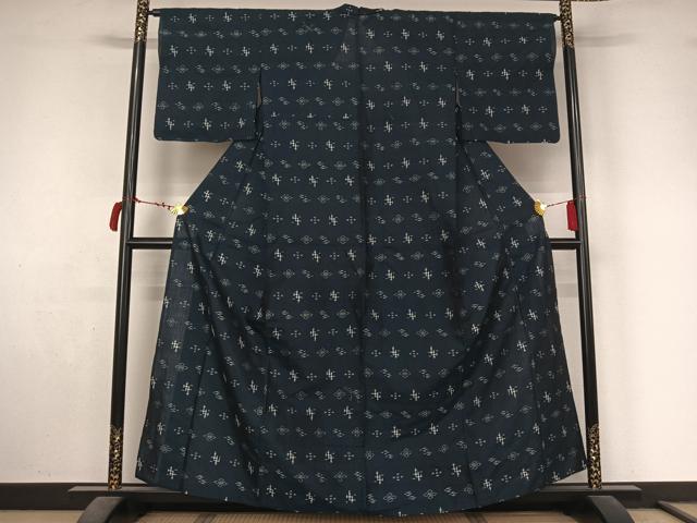 平和屋着物▽小紋 単衣 琉球絣文様 AABL9120jh