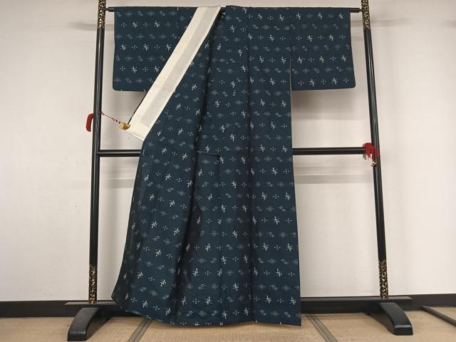 平和屋着物▽小紋 単衣 琉球絣文様 AABL9120jh