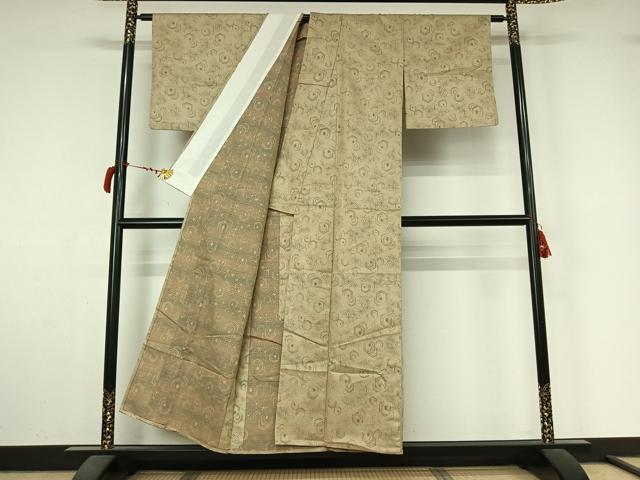 平和屋着物▽小紋 単衣 亀甲麻の葉文 AABL9124jh