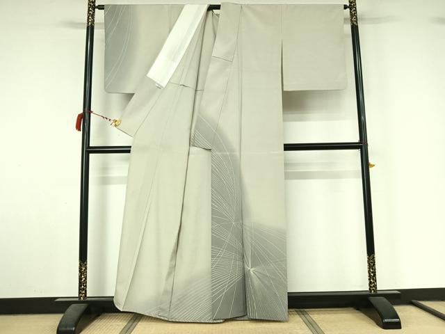 平和屋着物▽藤倉守正 本塩沢 単衣 幾何学文様 正絹 逸品 AABL9128jh