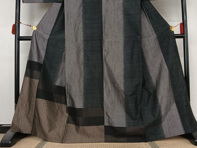 平和屋着物▽訪問着 紬 単衣 幾何学文様 正絹 逸品 AABL9142jh