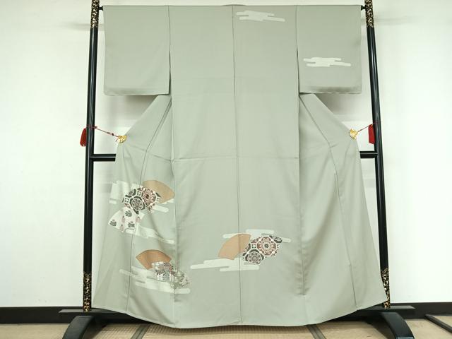 平和屋着物▽訪問着 単衣 刺繍 地紙蜀江花文 金銀彩 正絹 逸品 未使用 AABL9144jh