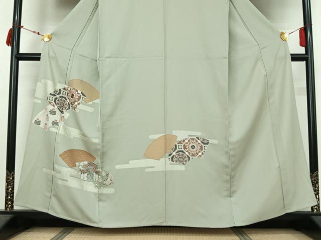 平和屋着物▽訪問着 単衣 刺繍 地紙蜀江花文 金銀彩 正絹 逸品 未使用 AABL9144jh